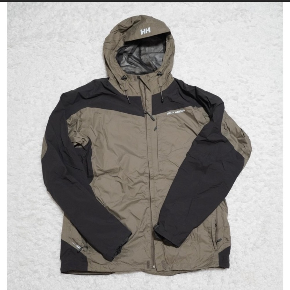 Helly Hansen Full Zip Brown/Tan/Khaki Raincoat Men Size XL